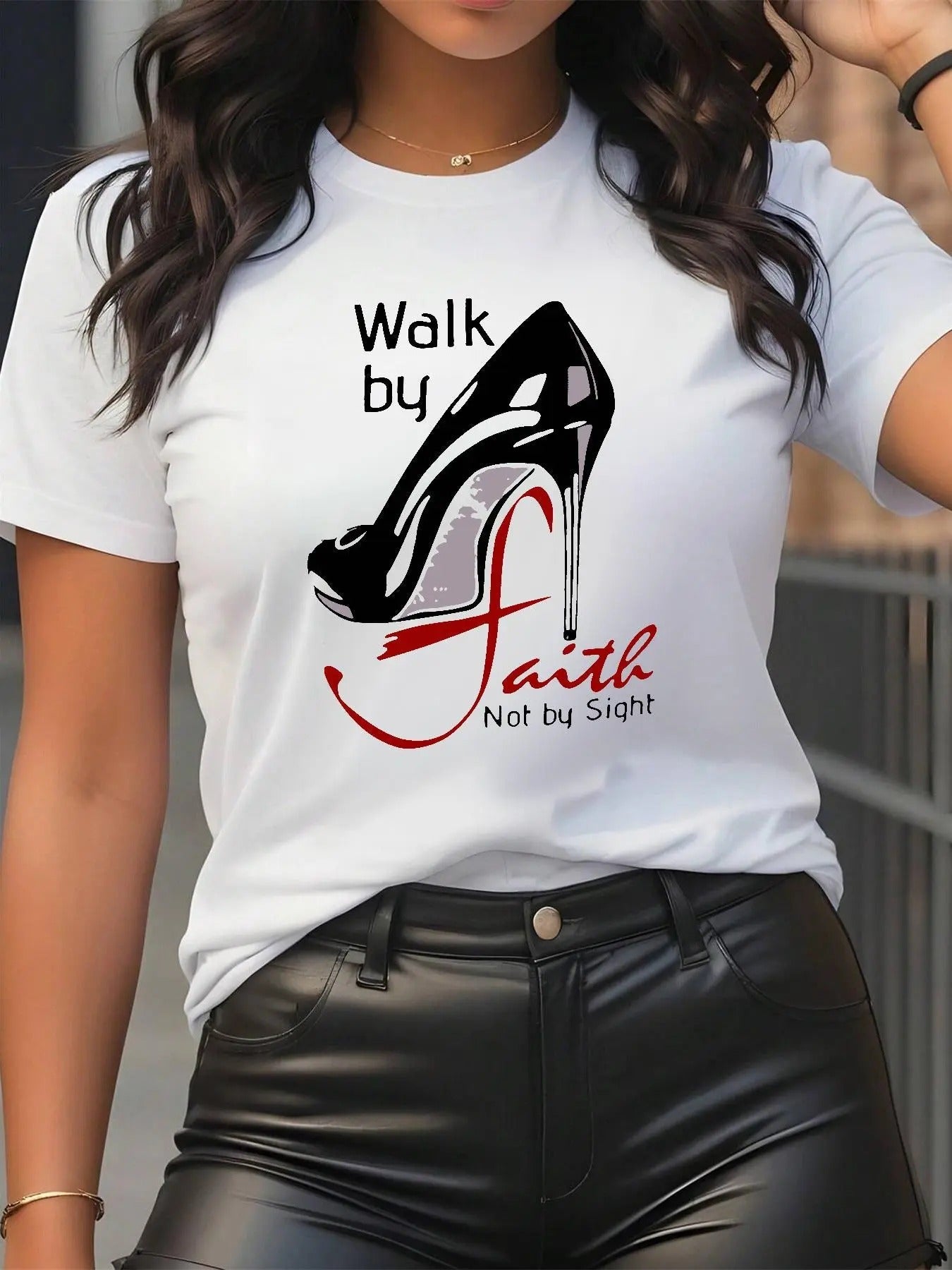 Letter High Heel Round Neck Casual Short Sleeve Daily - Adult & Kids T-Shirts, Sweatshirts & Hoodies apparel design preview 1