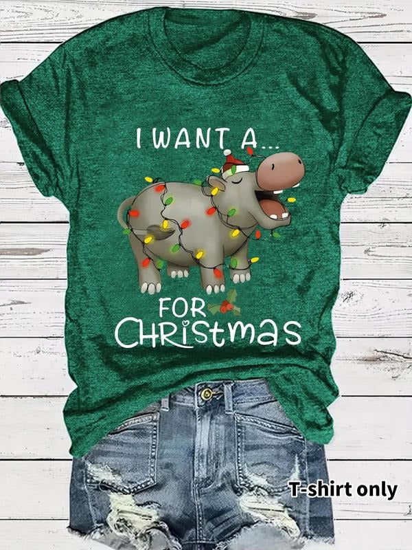 Letter Hippo Print Round Neck Casual Short Sleeve - Adult & Kids T-Shirts, Sweatshirts & Hoodies apparel design preview 1