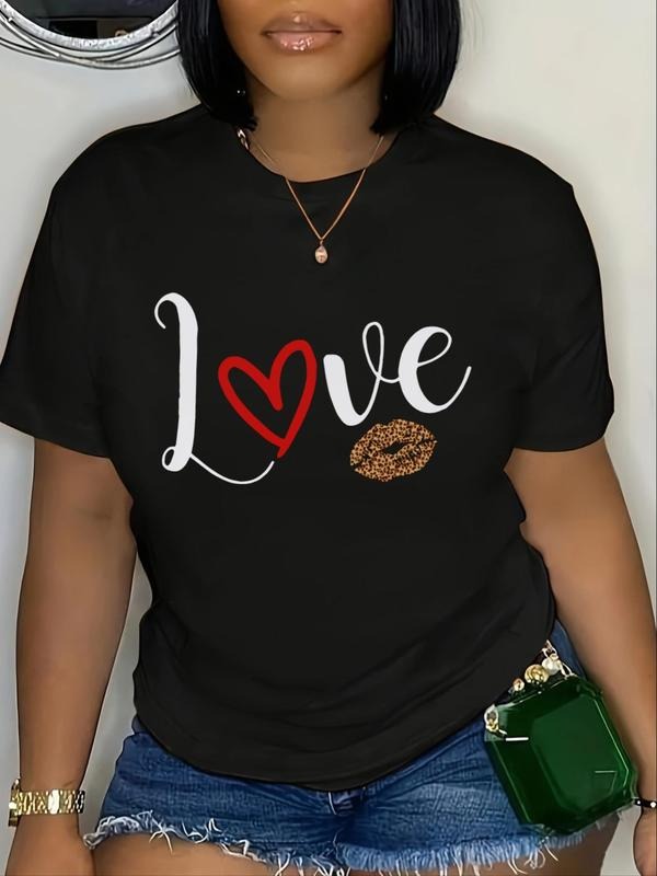 Letter Lip Print Round Neck Casual Short Sleeve Crew - Adult & Kids T-Shirts, Sweatshirts & Hoodies apparel design preview 1