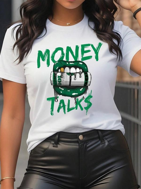 Letter Lip Print Round Neck Casual Crew Short Sleeve - Adult & Kids T-Shirts, Sweatshirts & Hoodies apparel design preview 1