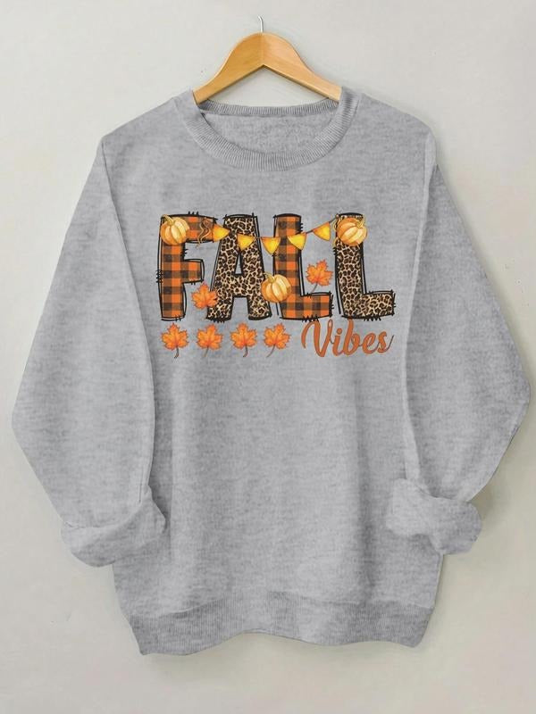 Letter Maple Leaf Print Round Neck Casual Crew Fall - Adult & Kids T-Shirts, Sweatshirts & Hoodies apparel design preview 1