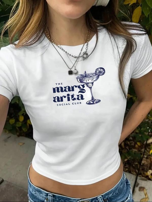 Letter Margarita Print Round Neck Street Casual Short - Adult & Kids T-Shirts, Sweatshirts & Hoodies apparel design preview 1