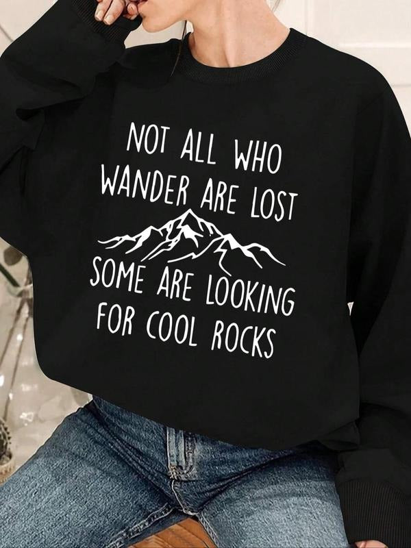 Letter Mountain Print Drop Shoulder Casual Round Neck - Adult & Kids T-Shirts, Sweatshirts & Hoodies apparel design preview 1