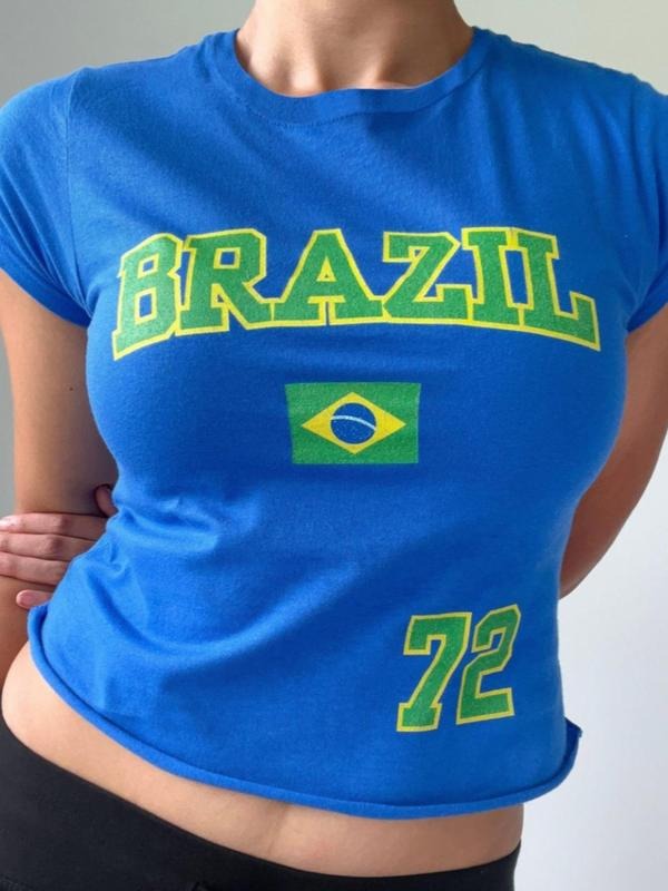 Letter Number "72" Print Crop Casual Short Sleeve - Adult & Kids T-Shirts, Sweatshirts & Hoodies apparel design preview 1
