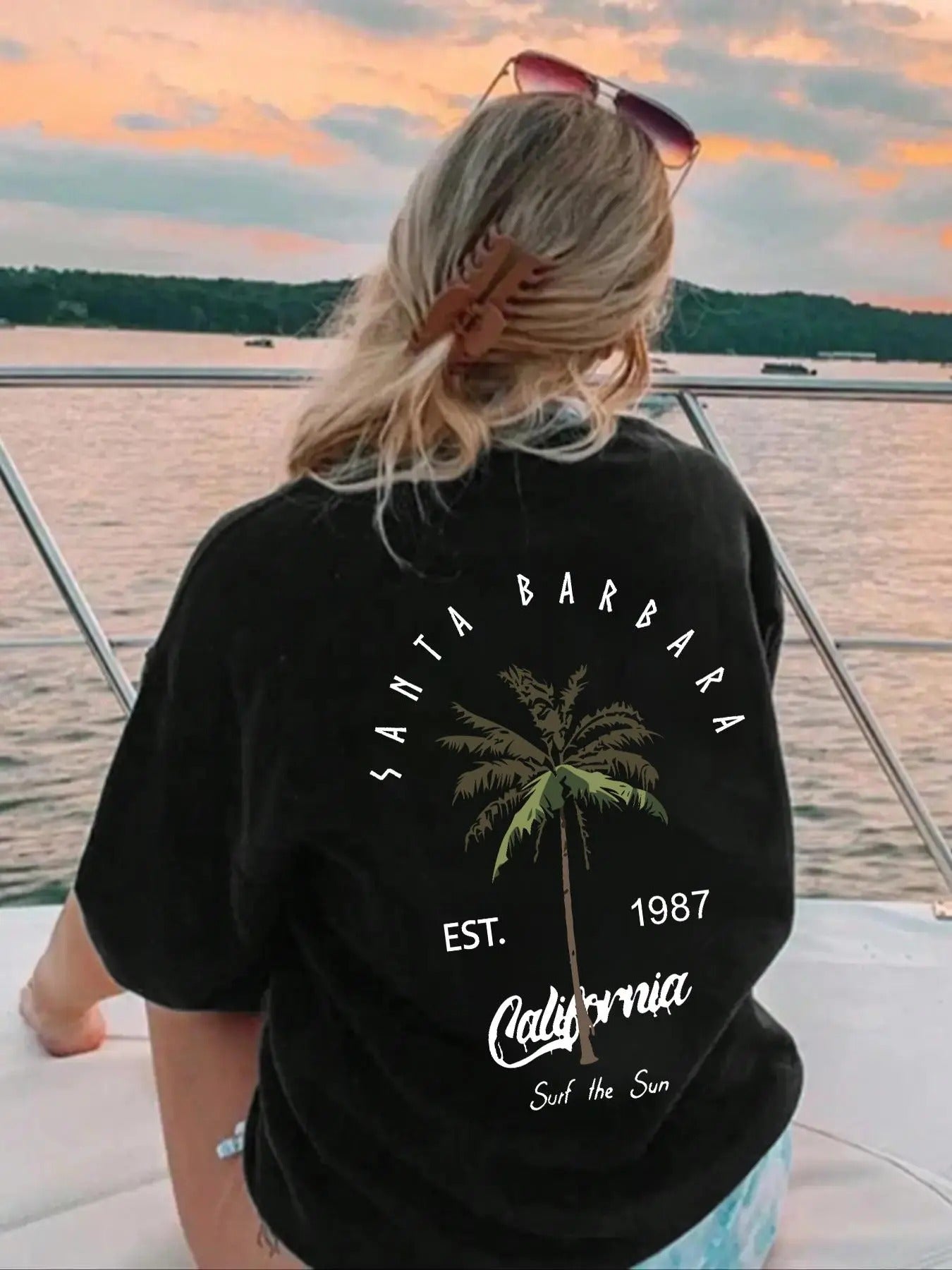 Letter Palm Tree Print Round Neck Casual Drop - Adult & Kids T-Shirts, Sweatshirts & Hoodies apparel design preview 1