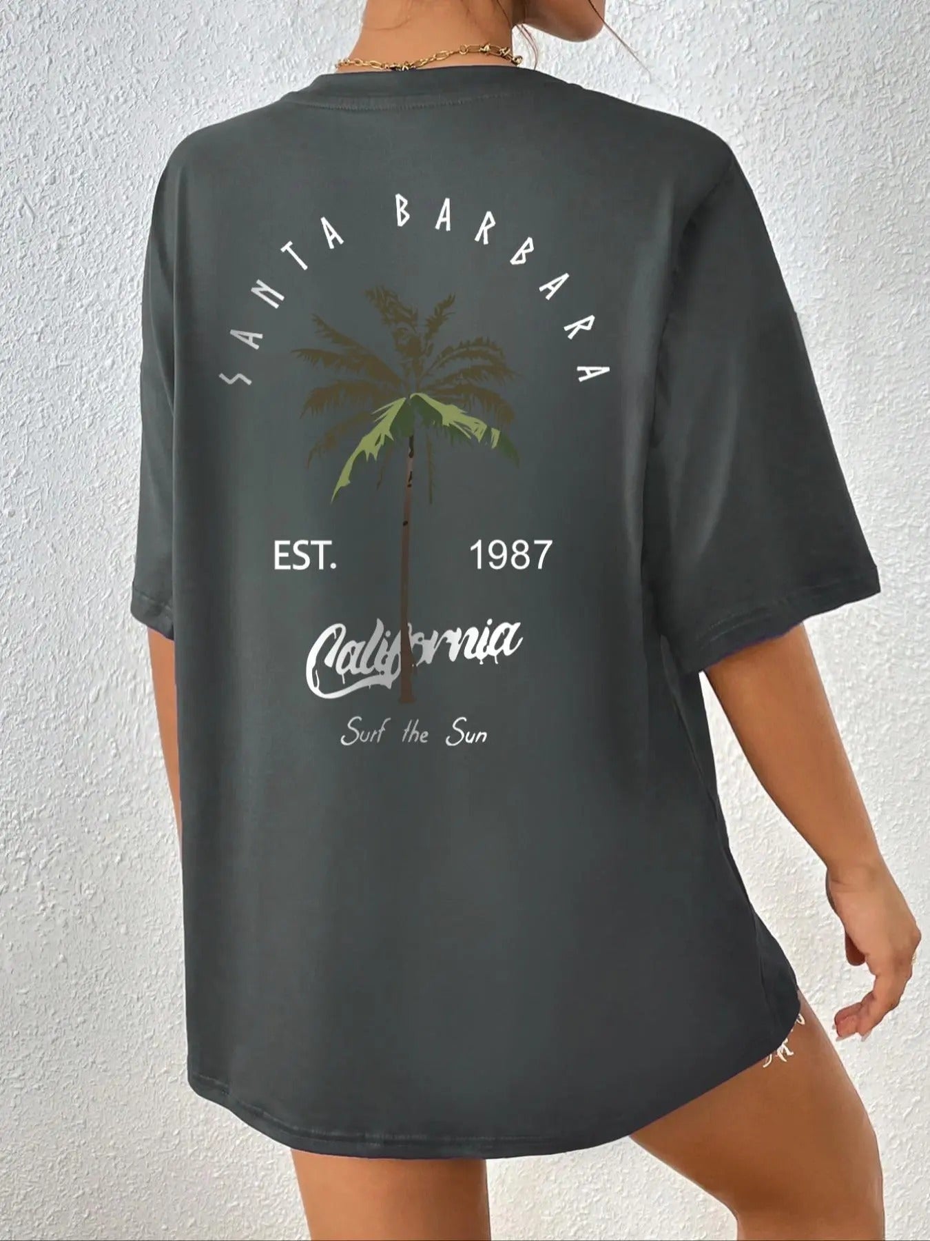 Letter Palm Tree Print Round Neck Casual Drop - Adult & Kids T-Shirts, Sweatshirts & Hoodies apparel design preview 1