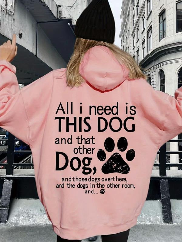 Letter Paw Print Drop Shoulder Casual Drawstring - Adult & Kids T-Shirts, Sweatshirts & Hoodies apparel design preview 1
