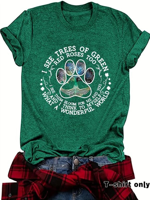 Letter Paw Print Round Neck Casual Short Sleeve Crew - Adult & Kids T-Shirts, Sweatshirts & Hoodies apparel design preview 1