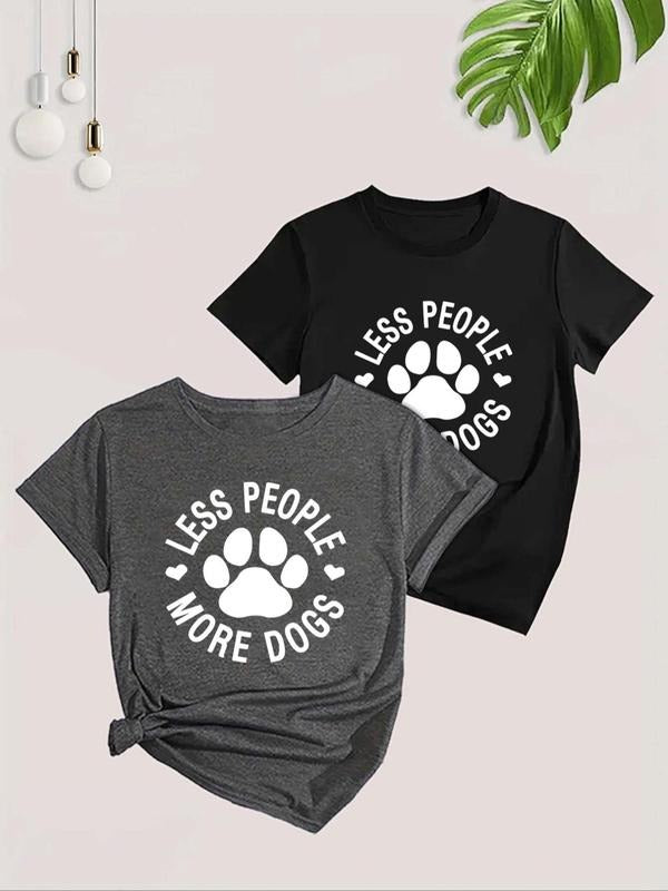 Letter Paw Print Short Sleeve Casual Round Neck Heart - Adult & Kids T-Shirts, Sweatshirts & Hoodies apparel design preview 1