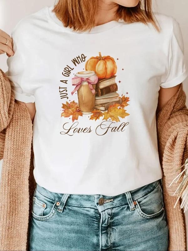 Letter Pumpkin Print Round Neck Vintage Casual Short - Adult & Kids T-Shirts, Sweatshirts & Hoodies apparel design preview 1
