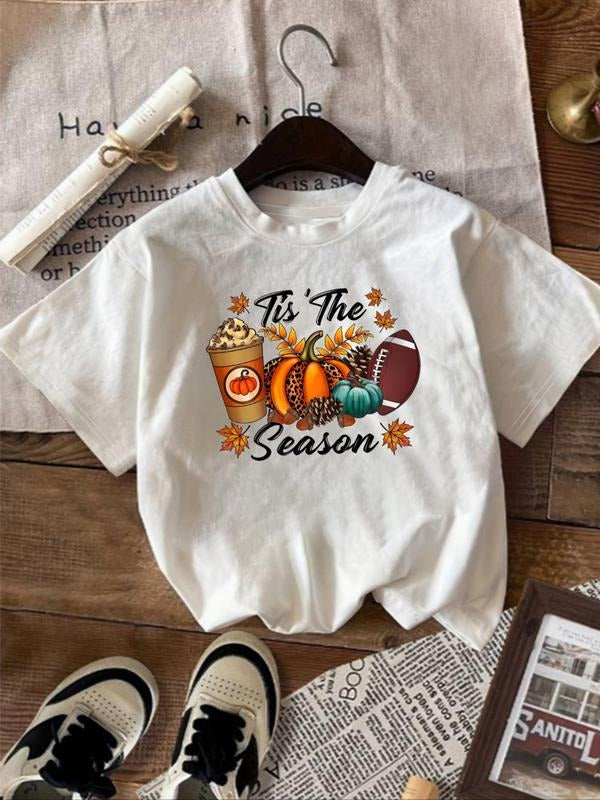 Letter Pumpkin Print Round Neck Casual Short Sleeve - Adult & Kids T-Shirts, Sweatshirts & Hoodies apparel design preview 1