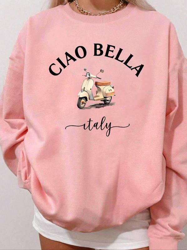 Letter Scooter Print Drop Shoulder Casual Crew Neck - Adult & Kids T-Shirts, Sweatshirts & Hoodies apparel design preview 1