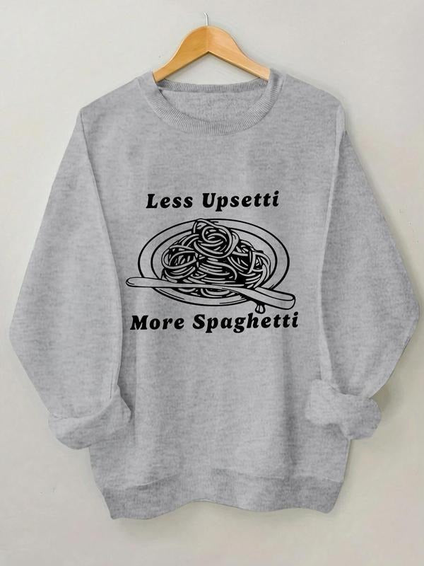Letter Spaghetti Print Drop Shoulder Casual Round - Adult & Kids T-Shirts, Sweatshirts & Hoodies apparel design preview 1
