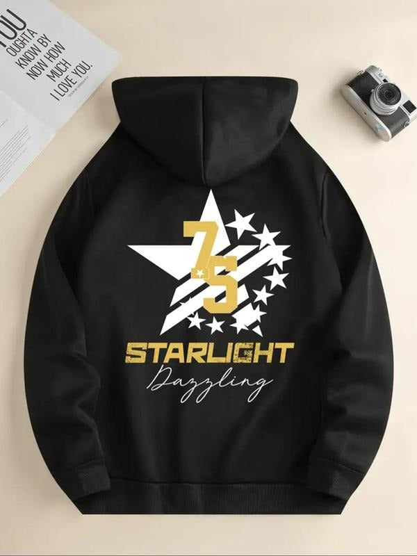 Letter Star Print Drawstring 1 Count Casual Hooded - Adult & Kids T-Shirts, Sweatshirts & Hoodies apparel design preview 1