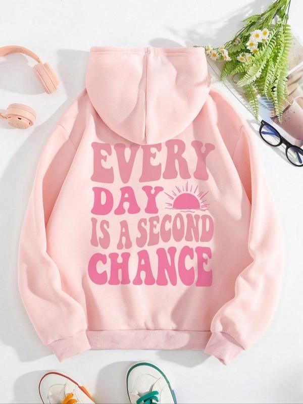 Letter Sun Print Drop Shoulder Drawstring Casual - Adult & Kids T-Shirts, Sweatshirts & Hoodies apparel design preview 1