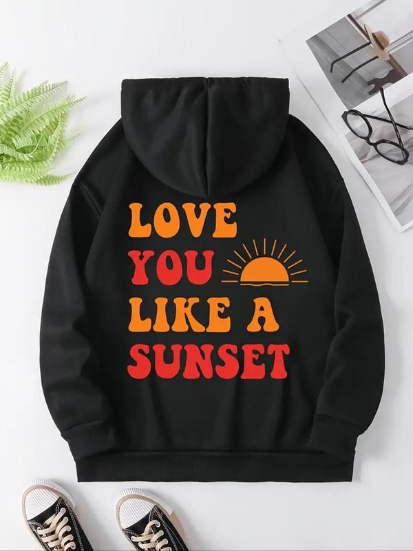 Letter Sun Print Drop Shoulder Casual Drawstring - Adult & Kids T-Shirts, Sweatshirts & Hoodies apparel design preview 1