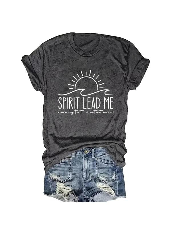 Letter Sun Print Round Neck Casual Short Sleeve Crew - Adult & Kids T-Shirts, Sweatshirts & Hoodies apparel design preview 1