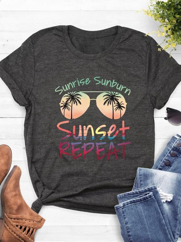 Letter Sunglasses Print Round Neck Casual Short - Adult & Kids T-Shirts, Sweatshirts & Hoodies apparel design preview 1