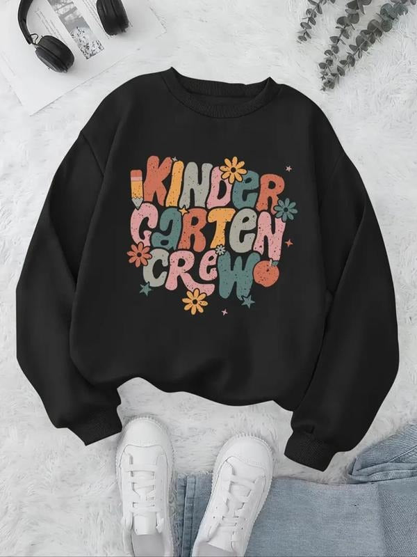 Letter Print Crew Neck Casual Fall Winter Clothes - Adult & Kids T-Shirts, Sweatshirts & Hoodies apparel design preview 1