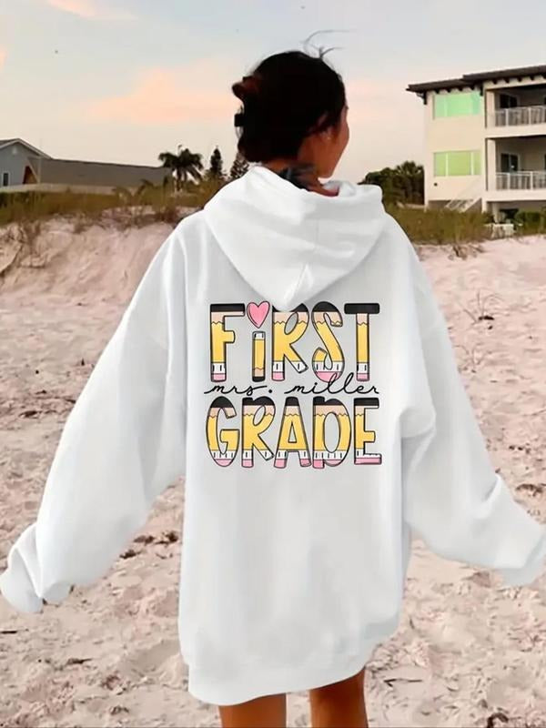 Letter Print Drawstring Casual Hooded Fall Winter - Adult & Kids T-Shirts, Sweatshirts & Hoodies apparel design preview 1