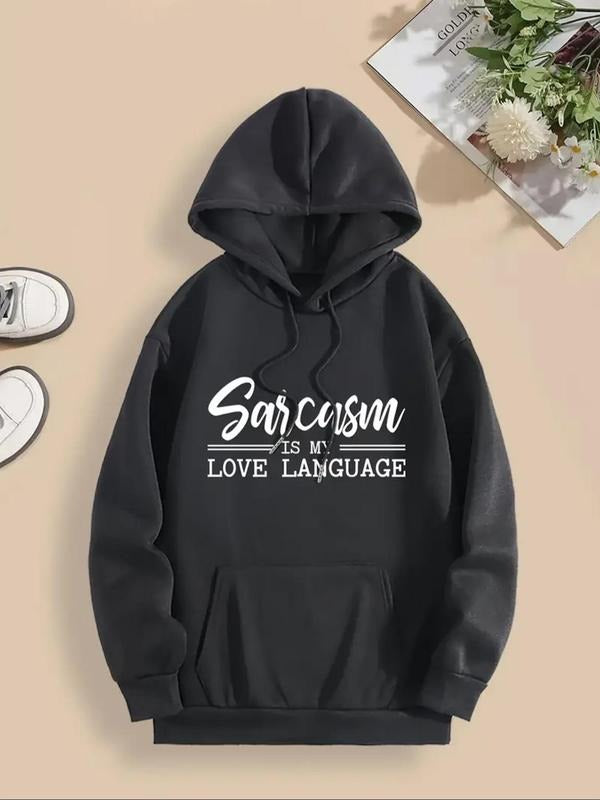 Letter Print Drawstring Casual Hooded Fall Winter - Adult & Kids T-Shirts, Sweatshirts & Hoodies apparel design preview 1