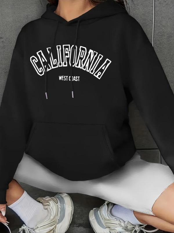 Letter Print Drawstring Pocket Casual Drop Shoulder - Adult & Kids T-Shirts, Sweatshirts & Hoodies apparel design preview 1