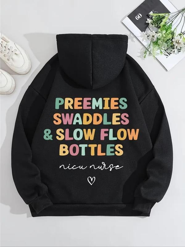 Letter Print Drawstring Pocket Casual Hooded Fall - Adult & Kids T-Shirts, Sweatshirts & Hoodies apparel design preview 1