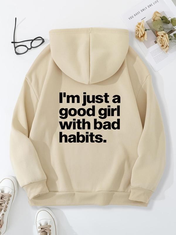 Letter Print Drawstring Pocket Casual Hooded Daily - Adult & Kids T-Shirts, Sweatshirts & Hoodies apparel design preview 1