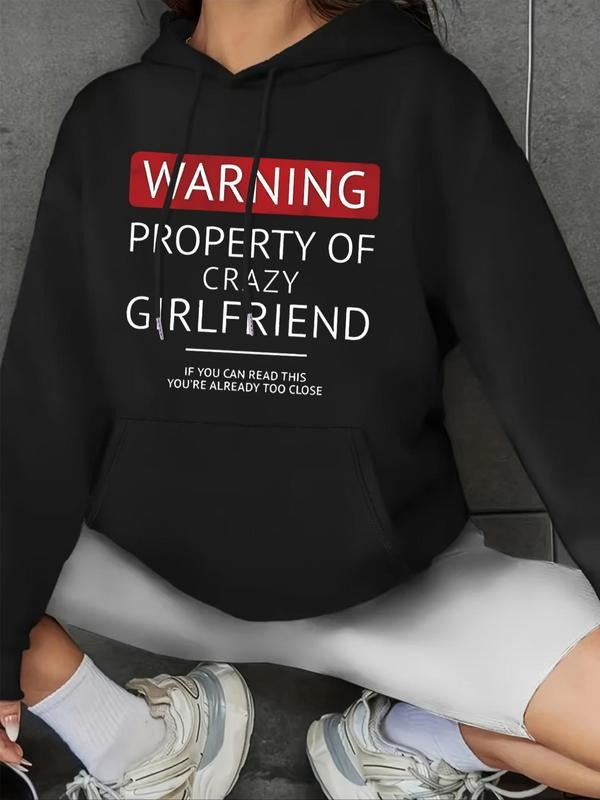 Letter Print Drop Shoulder Drawstring Casual Kangaroo - Adult & Kids T-Shirts, Sweatshirts & Hoodies apparel design preview 1