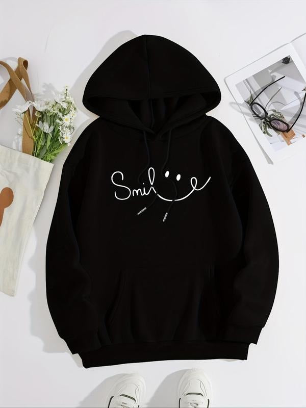 Letter Print Drop Shoulder Drawstring Casual Kangaroo - Adult & Kids T-Shirts, Sweatshirts & Hoodies apparel design preview 1