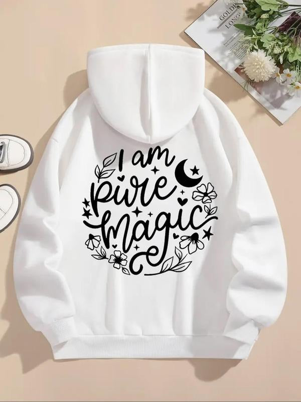Letter Print Drop Shoulder Drawstring Casual Kangaroo - Adult & Kids T-Shirts, Sweatshirts & Hoodies apparel design preview 1