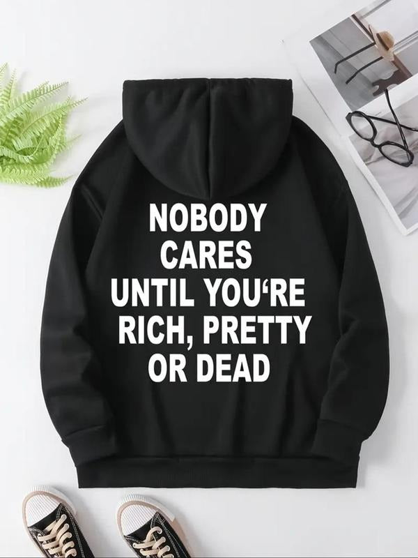 Letter Print Drop Shoulder Drawstring Casual Kangaroo - Adult & Kids T-Shirts, Sweatshirts & Hoodies apparel design preview 1