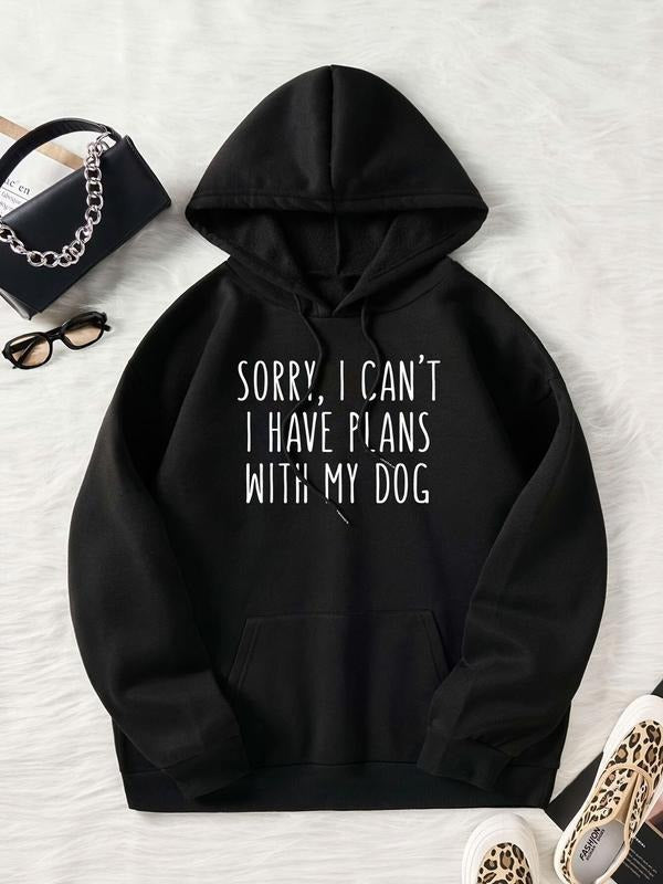 Letter Print Drop Shoulder Drawstring Casual Kangaroo - Adult & Kids T-Shirts, Sweatshirts & Hoodies apparel design preview 1