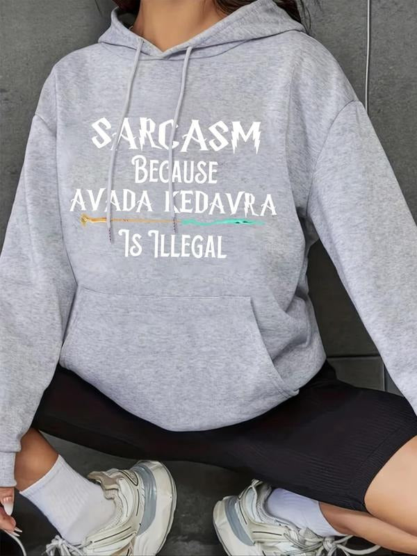 Letter Print Drop Shoulder Drawstring Casual Kangaroo - Adult & Kids T-Shirts, Sweatshirts & Hoodies apparel design preview 1