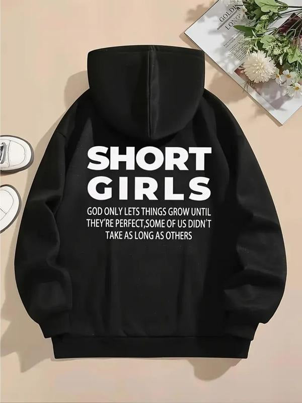 Letter Print Drop Shoulder Drawstring Casual Kangaroo - Adult & Kids T-Shirts, Sweatshirts & Hoodies apparel design preview 1