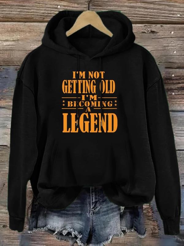 Letter Print Drop Shoulder Drawstring Casual Kangaroo - Adult & Kids T-Shirts, Sweatshirts & Hoodies apparel design preview 1