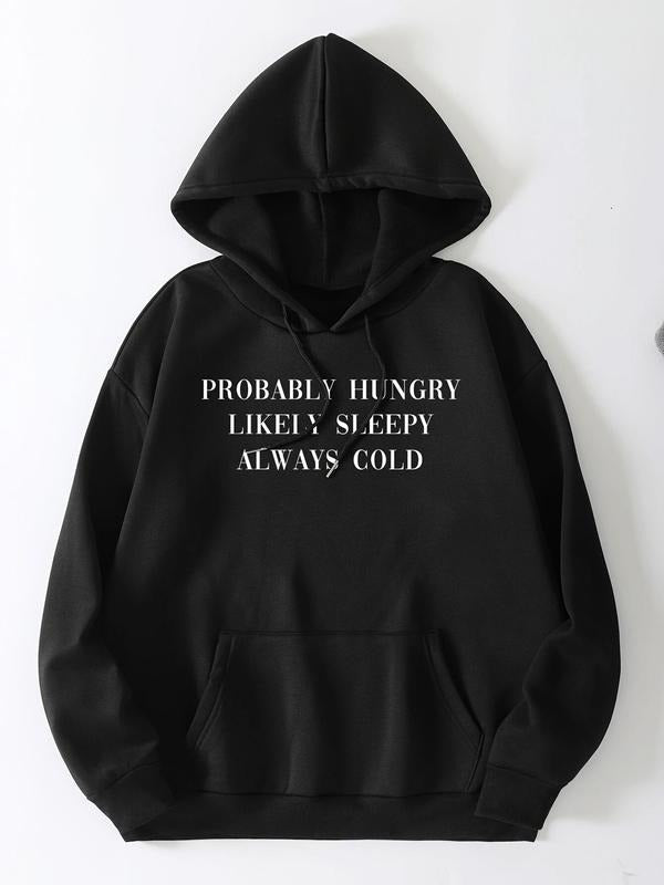 Letter Print Drop Shoulder Drawstring Casual Kangaroo - Adult & Kids T-Shirts, Sweatshirts & Hoodies apparel design preview 1