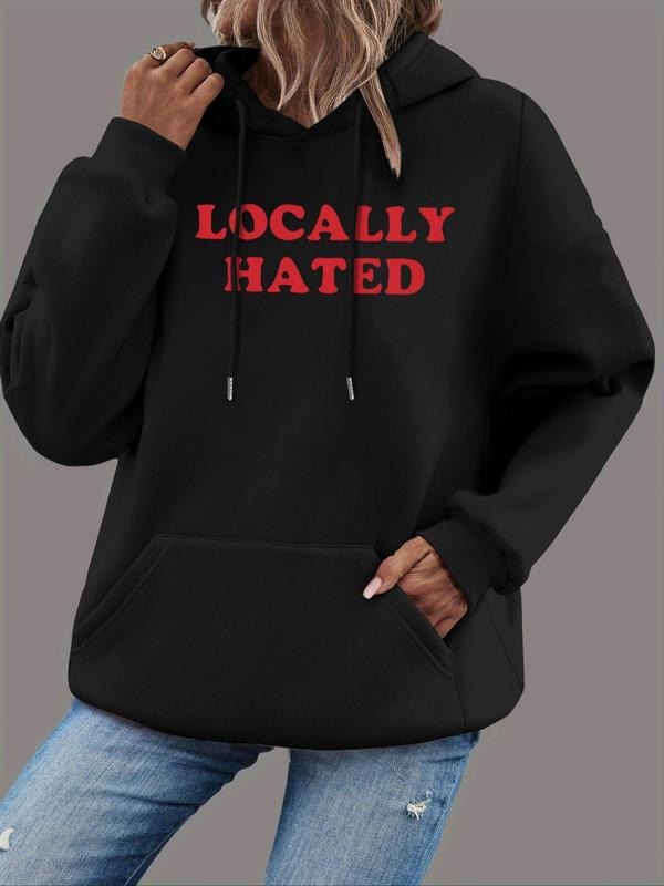 Letter Print Drop Shoulder Drawstring Casual Kangaroo - Adult & Kids T-Shirts, Sweatshirts & Hoodies apparel design preview 1