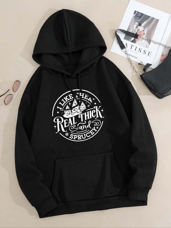 Letter Print Drop Shoulder Drawstring Casual Kangaroo - Adult & Kids T-Shirts, Sweatshirts & Hoodies apparel design preview 1