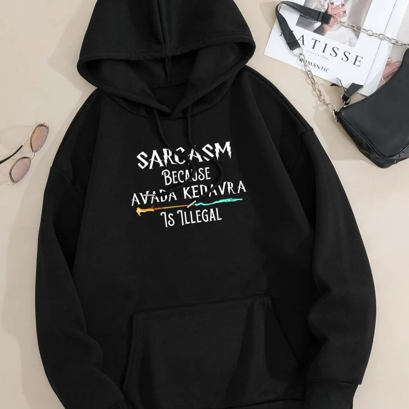 Letter Print Drop Shoulder Drawstring Casual Kangaroo - Adult & Kids T-Shirts, Sweatshirts & Hoodies apparel design preview 1