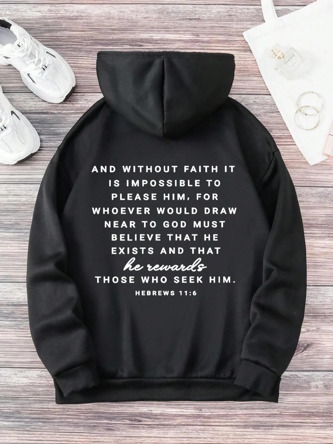 Letter Print Drop Shoulder Drawstring Casual Thermal - Adult & Kids T-Shirts, Sweatshirts & Hoodies apparel design preview 1