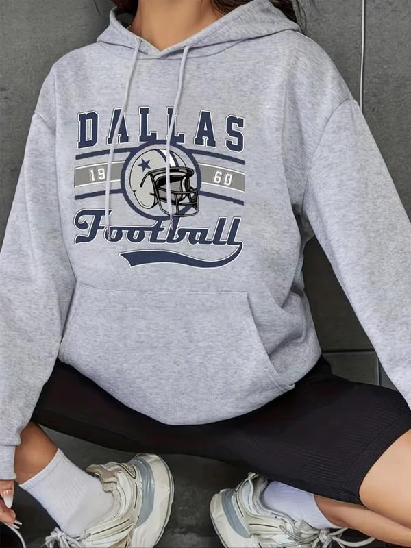Letter Print Drop Shoulder Drawstring Thermal Lined - Adult & Kids T-Shirts, Sweatshirts & Hoodies apparel design preview 1