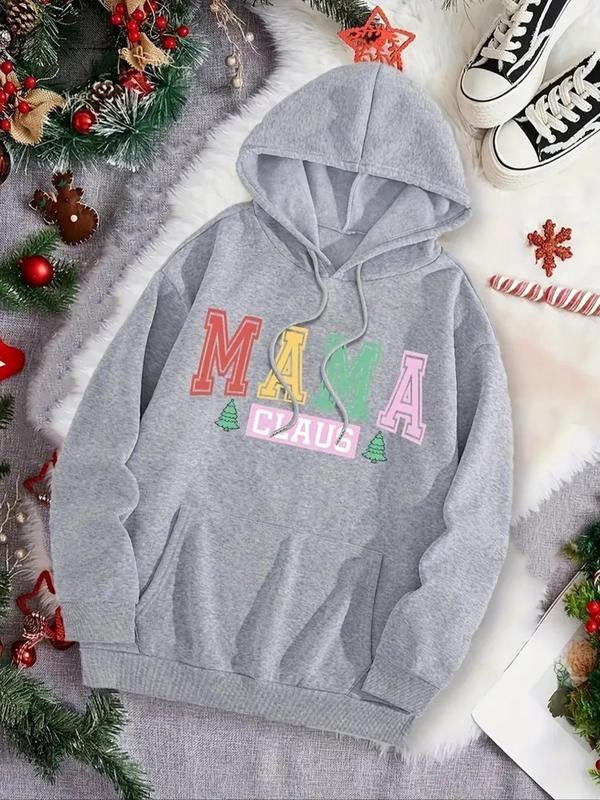 Letter Print Drop Shoulder Drawstring Thermal Lined - Adult & Kids T-Shirts, Sweatshirts & Hoodies apparel design preview 1