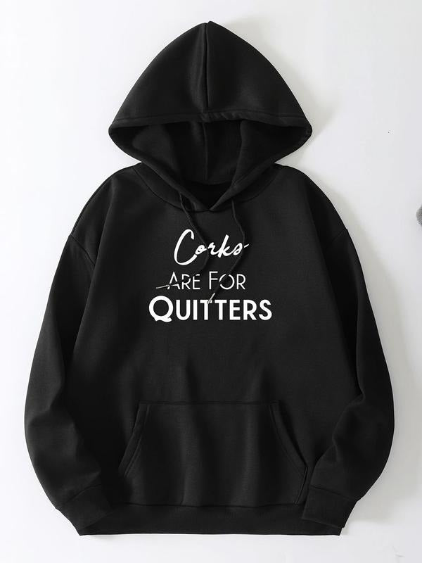 Letter Print Drop Shoulder Drawstring Thermal Lined - Adult & Kids T-Shirts, Sweatshirts & Hoodies apparel design preview 1