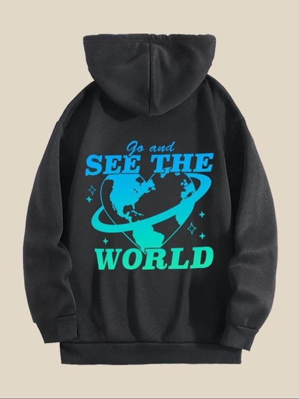 Letter Print Drop Shoulder Casual Drawstring Pocket - Adult & Kids T-Shirts, Sweatshirts & Hoodies apparel design preview 1