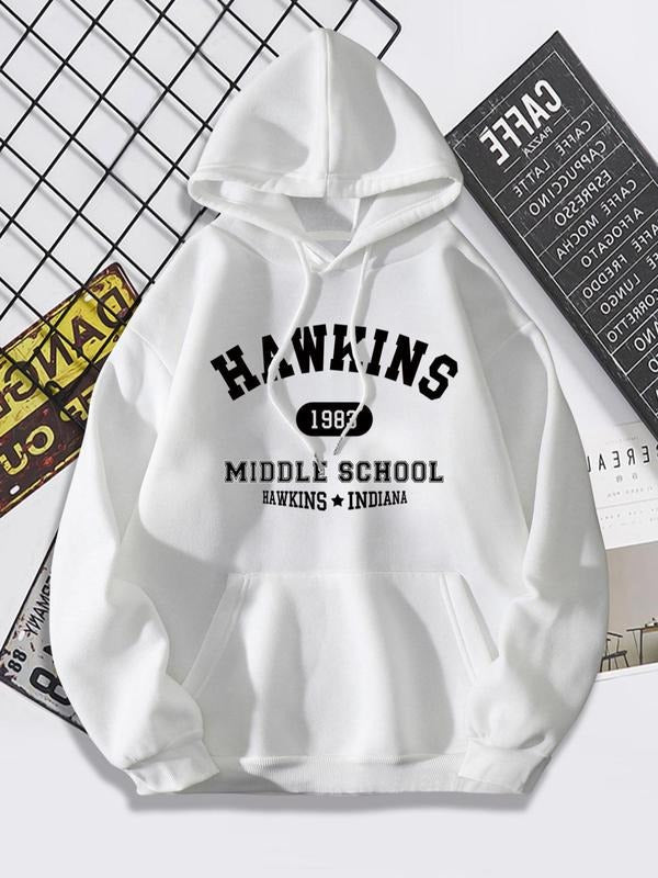 Letter Print Drop Shoulder Casual Drawstring Kangaroo - Adult & Kids T-Shirts, Sweatshirts & Hoodies apparel design preview 1