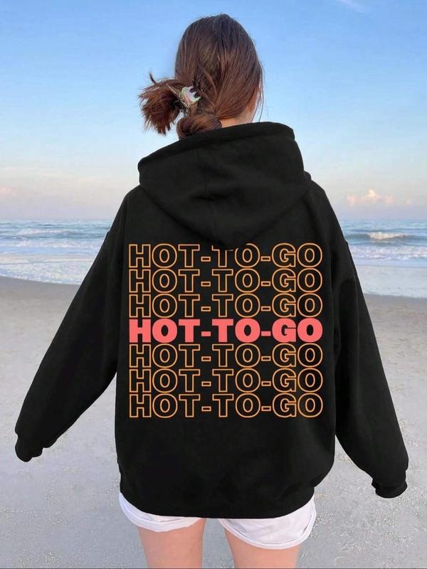 Letter Print Drop Shoulder Casual Drawstring Pocket - Adult & Kids T-Shirts, Sweatshirts & Hoodies apparel design preview 1