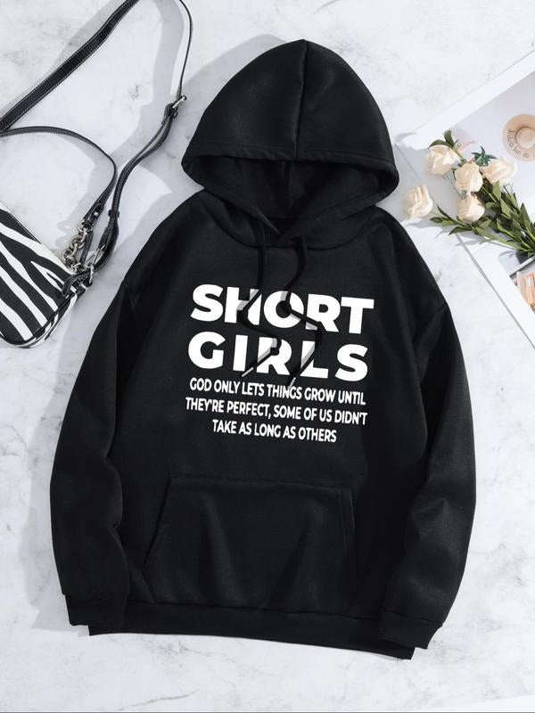 Letter Print Drop Shoulder Casual Drawstring Pocket - Adult & Kids T-Shirts, Sweatshirts & Hoodies apparel design preview 1