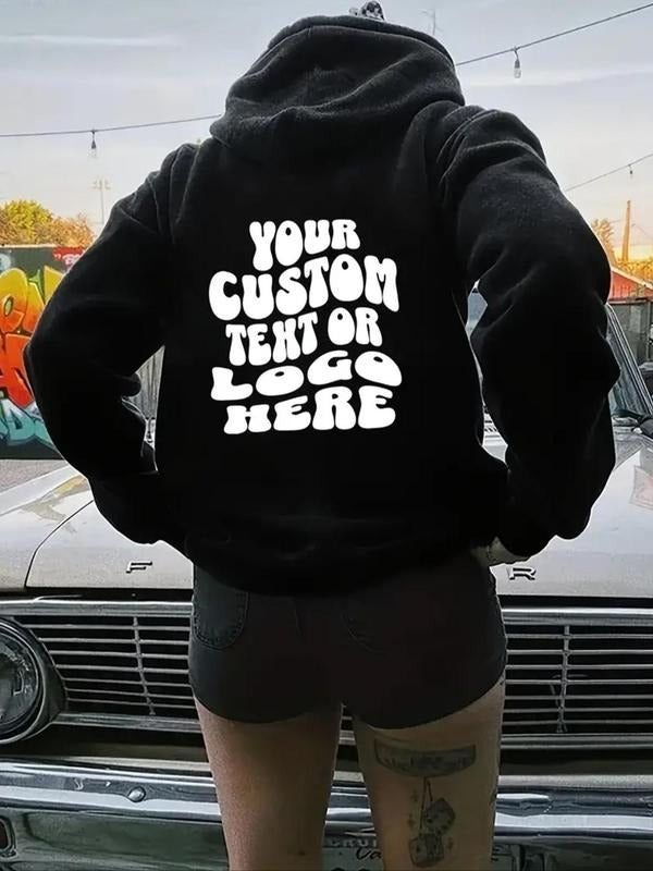 Letter Print Drop Shoulder Casual Drawstring Pocket - Adult & Kids T-Shirts, Sweatshirts & Hoodies apparel design preview 1