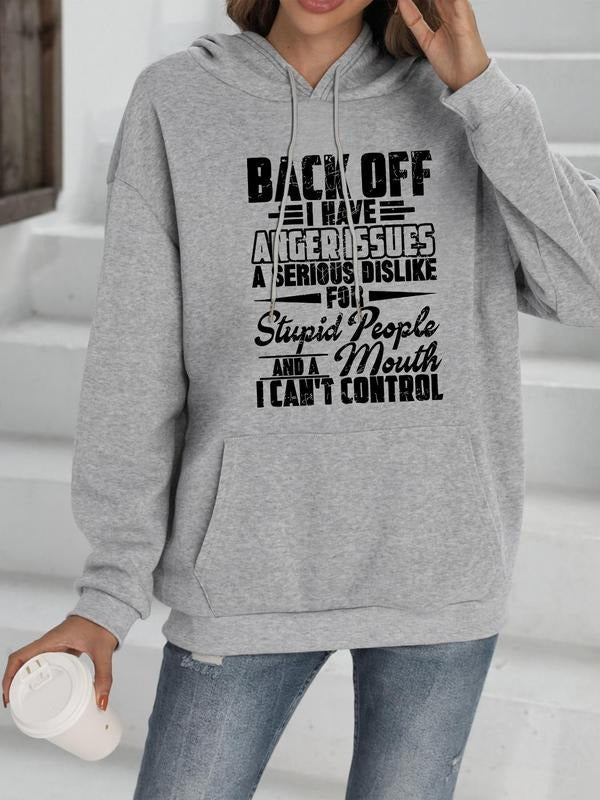 Letter Print Drop Shoulder Casual Drawstring Pocket - Adult & Kids T-Shirts, Sweatshirts & Hoodies apparel design preview 1
